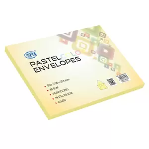 FIS Pack of 50 FIS Pastel Color Envelopes, 80 GSM, 136 X 204mm, Glued, Color Yellow