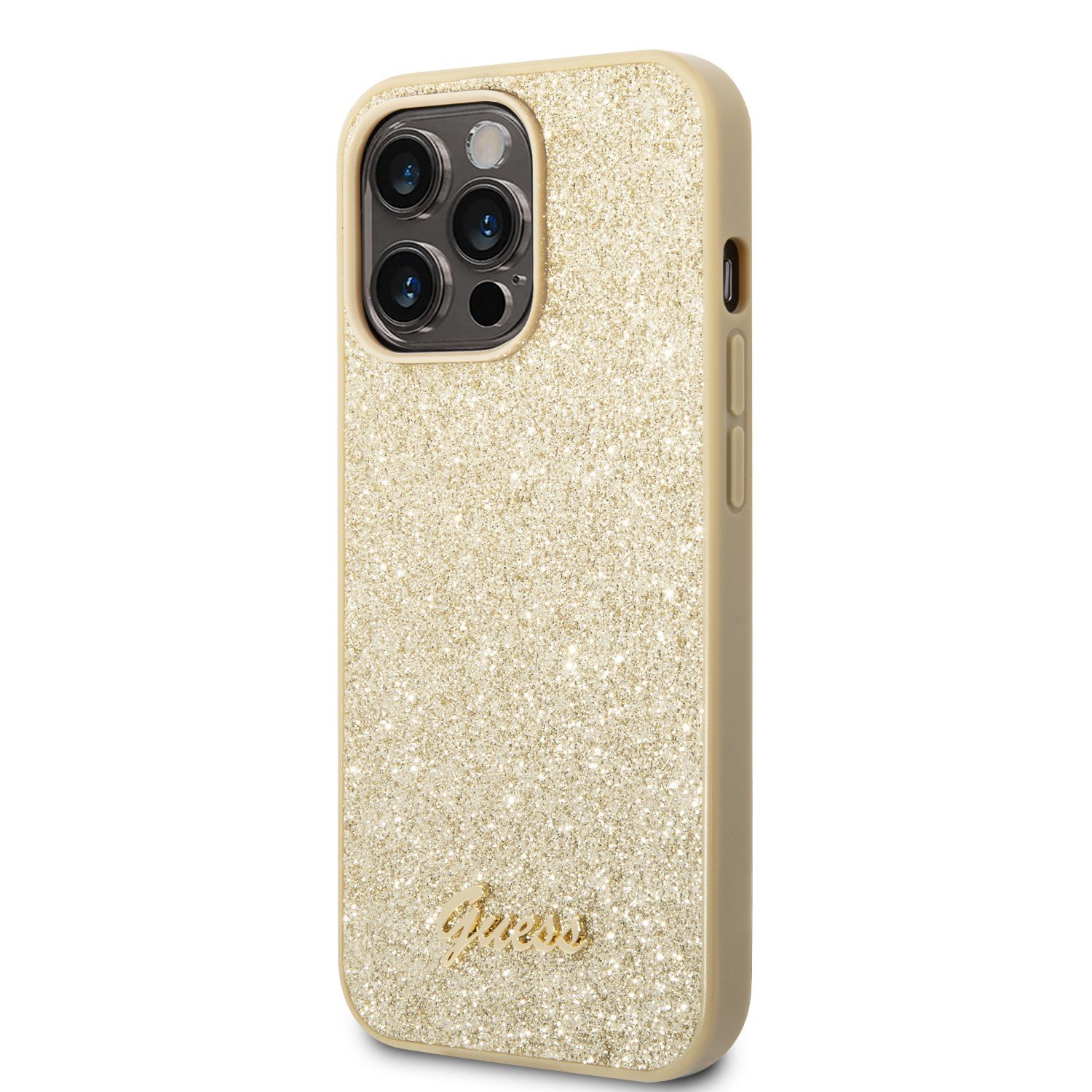 Guess PC/TPU Glitter Script Hard Case for iPhone 14 Pro (6.1") - Gold