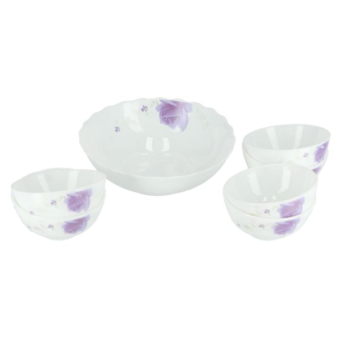 Royalford RF9858 7 Pcs Mixing Bowl - Premium Opalware Bowl Set - Nesting Food Storage Container Bowls | Microwave Freezer & Dishwasher Safe | Salad Serving Storing Food Casseroles - 8" & 4.5"