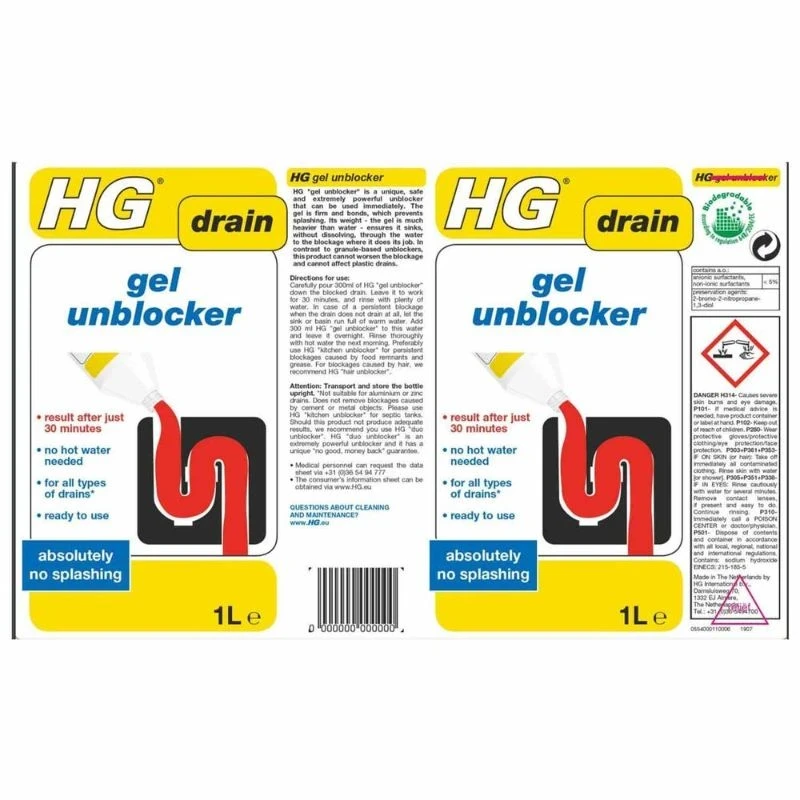 HG Gel Drain Unblocker 1 Lt