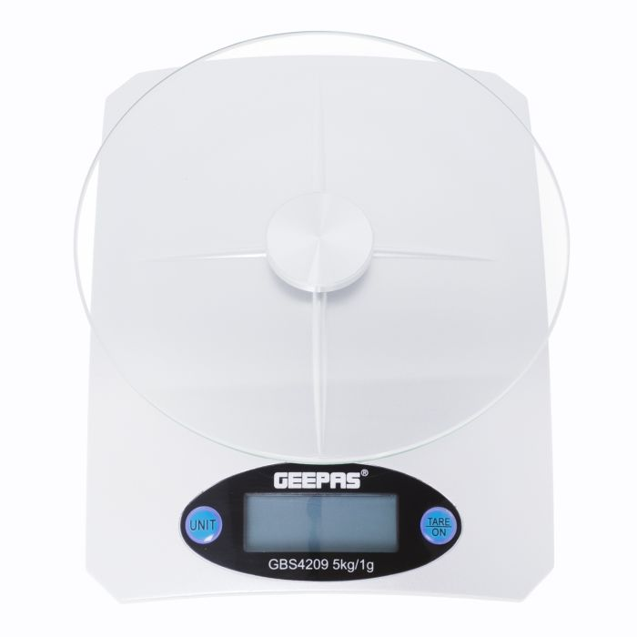 Geepas GKS46502UK Kitchen Weighing Scales Food Stainless Steel Top Panel, Digital Display - 2 Years Warranty