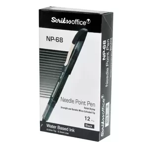 Scrikss Needle Point Pen Black Color 0.5 Mm, 12 Pieces - OSBP78812