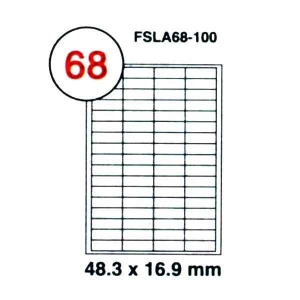 FIS Multipurpose Laser Labels, Colour White, Size 48.3X16.9MM, (68 Sticker x 100 Sheet) A4 Size, E.U. Origin Material - FSLA68-100