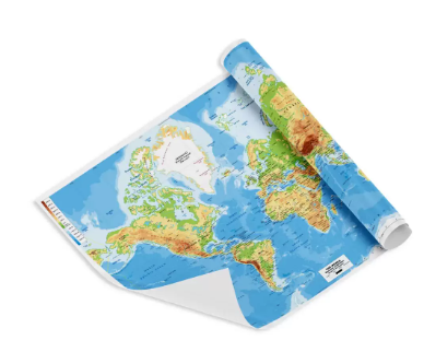 FIS "WORLD" Wall Map with Glossy Lamination, English Language, Size 70x100cm, Printed in Multicolour - FSMA70X100N