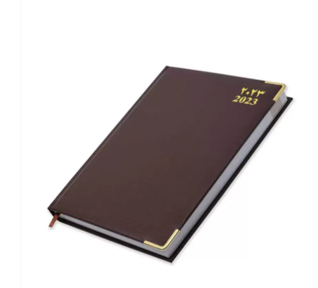 FIS Agenda Diary 2023 (Arabic/English) 1-Side Padded, Gold Corners, Chocolate - FSDI75AEVG23CH