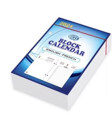 FIS 2024 Block Calendar, English & French, 1 Day Per Sheet , 60 GSM White Paper - FSBCEF24