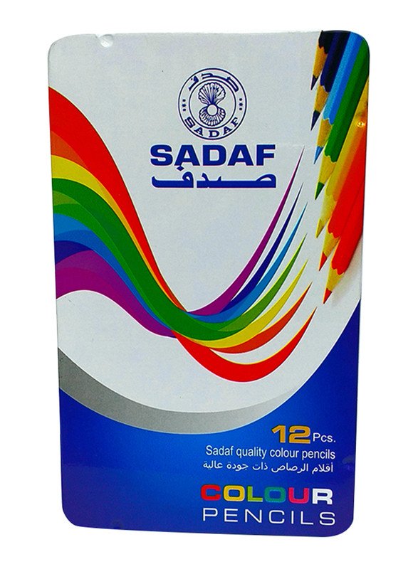 SADAF COLOUR PENCIL 12PCS/BOX FLAT TIN PACK