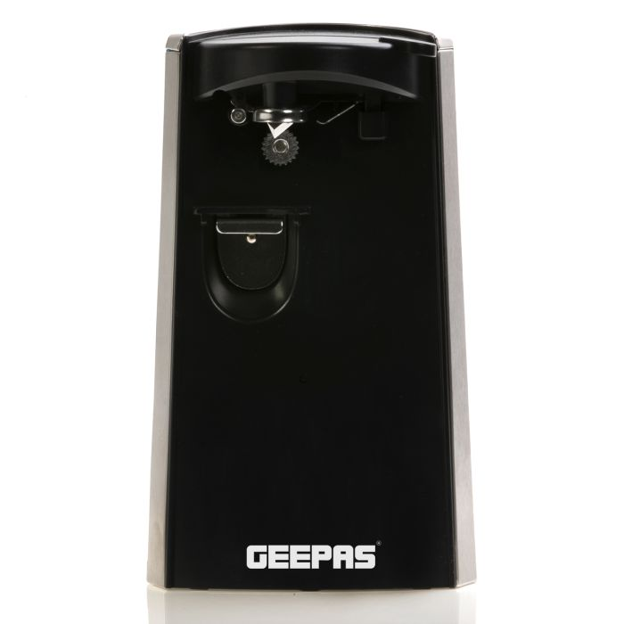Geepas 60W 3-In-1 Can Opener - 3 Functions: Can Opener, Bottle Opener And Knife Sharpener - Cord-Storage Design, Multifunctional Electric Tin Opener