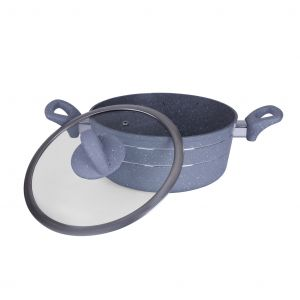 Royalford 22Cm Smart Casserole With Glass Lid - Granite - Blue