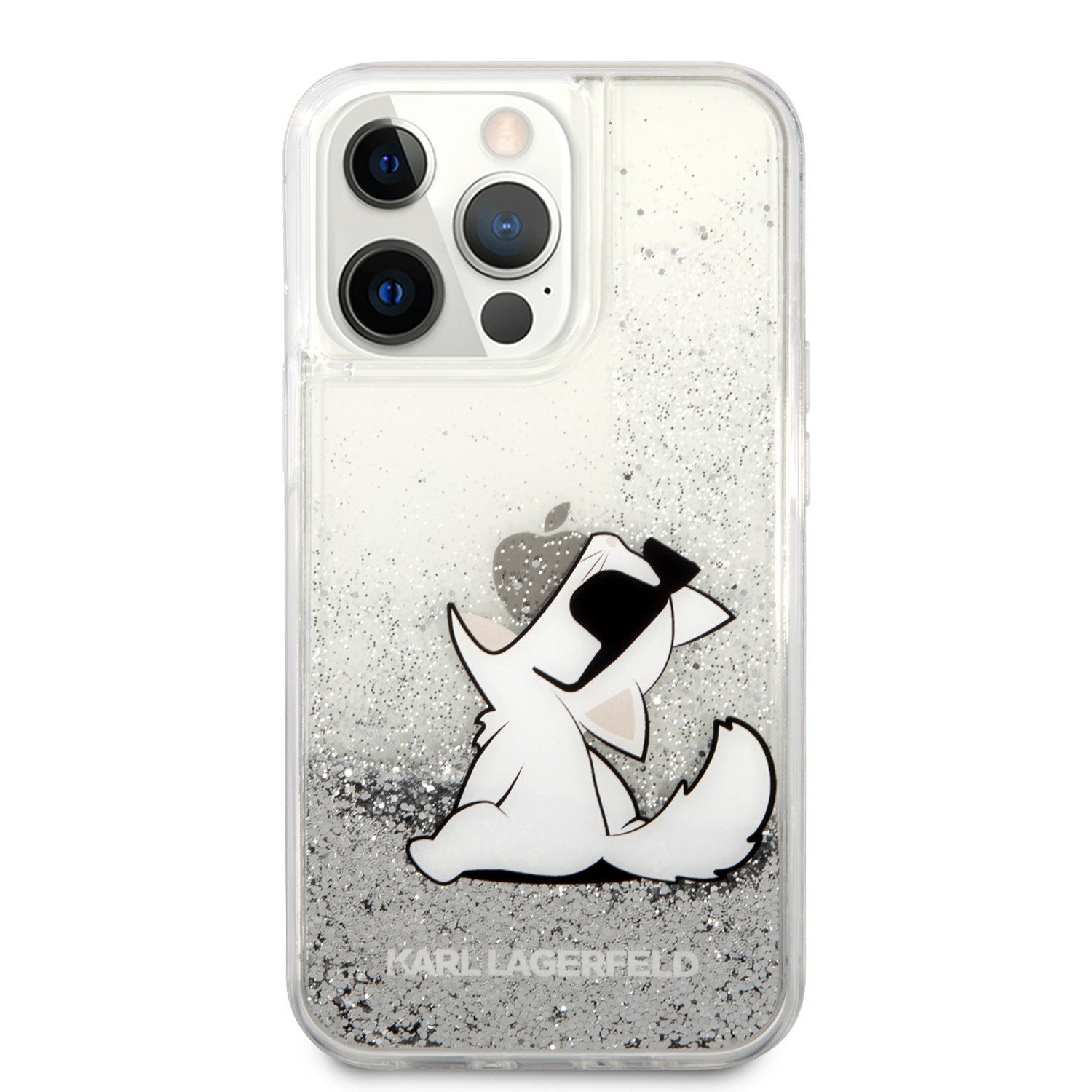 Karl Lagerfeld Liquid Glitter Case Choupette Fun For iPhone 13 Pro (6.1") - Silver