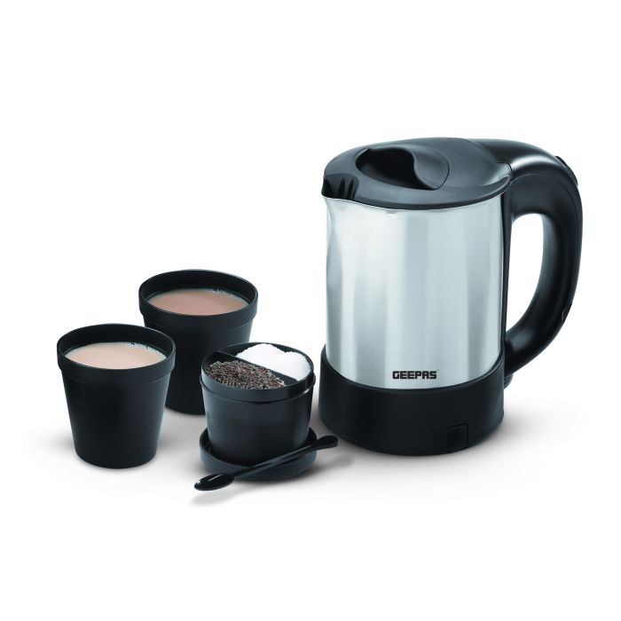 Geepas GK38019UK 0.5L Electric Kettle 1000W - Portable, Lightweight, Comfortable Handle |Cordless Fast Boil Quiet General Use, Stainless Steel Body| Auto Shut Off Boil Dry Protection, 360-Degree Rotat