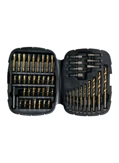 50 Pieces, Drill Bits Sets With ,Screwdriver Bits/Socket, Bits And Magnetic ,Bit Holder For, Masonry Drilling,/Metal Drilling & ,Screw driving With, Kitbox A7093-XJ, Black/Silver,