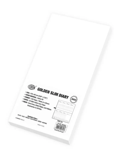 FIS 2023 Golden Slim Diary (English) Italian PU Hard Cover Brown - FSDI57EG23BR