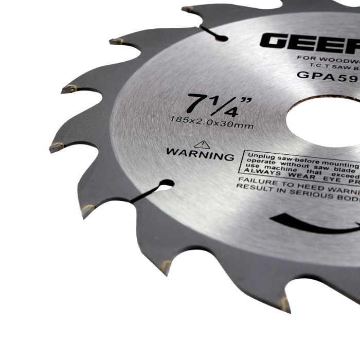 Geepas Professional Circular Saw Blade - 185mm X 30mm Bore, 20mm Reducer Ring | 20 ATB Calibered Teeth | Ideal For Carpenter, Professional, Plumber, DIYers & More