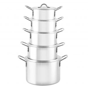 Royalford 5Pcs Casserole With Lids - Aluminium - Silver