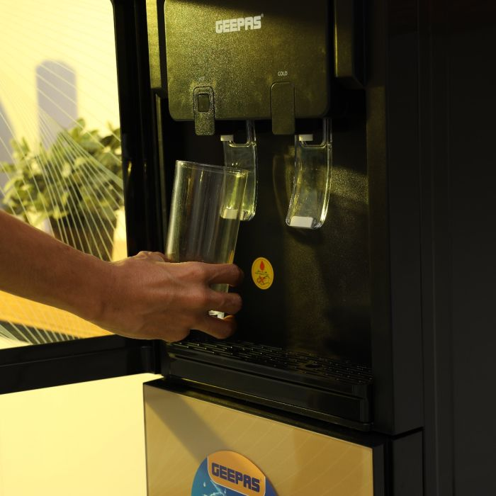 Geepas GWD8363N Water Dispenser With Refrigerator - High-Quality Food Grade Stainless Steel Tank Non-Dust Adhesive Prevents Bacteria | No Water Leakage, Low Cost | Easy To Install | Ideal For Home Off