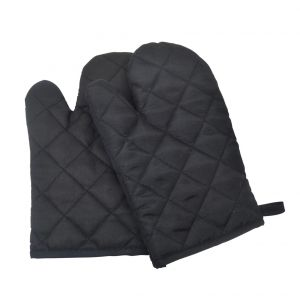 Royalford 2Pcs Cotton Padded Oven Mitts - Black
