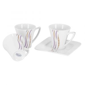 Royalford 12Pcs Square Cup & Saucer Set - Porcelain - White - RF4306