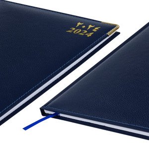 FIS 2024 Executive Diary Arabic/English/French Vinyl Padded Sewn Cover (1-Week at a Glance) Blue - FSDI35AE24BL