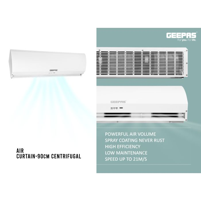 Air Curtain, 2 Speed Setting, Speed Up To 21m/S, GCT9025CTM | Automatic Commercial Indoor Air Curtain | Spray Coating | Rust-Proof | Remote Control | Low Maintenance