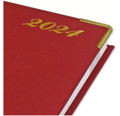 Cover Material : Vinyl  Format : 400 Pages 1 Day a Page  Paper : 60 GSM White paper  Finish : 1 Side padded Cover Golden corners with Ribbon bookmarker