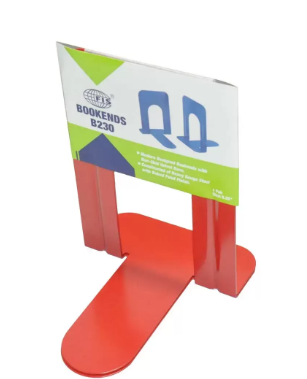 FIS Bookends Metal Body, Pack of 2 Pieces, Red Color, 8.25 Inch (190 x 152 x 210 mm) Size - FSBEB230RE
