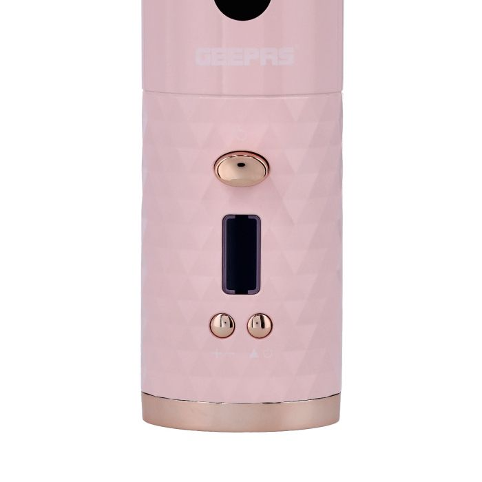 Geepas Wireless Automatic Hair Curler - Portable Electric Rotating With Heat Isolating Chamber, Temperature Control & Timer Settings | 2 Years Warranty