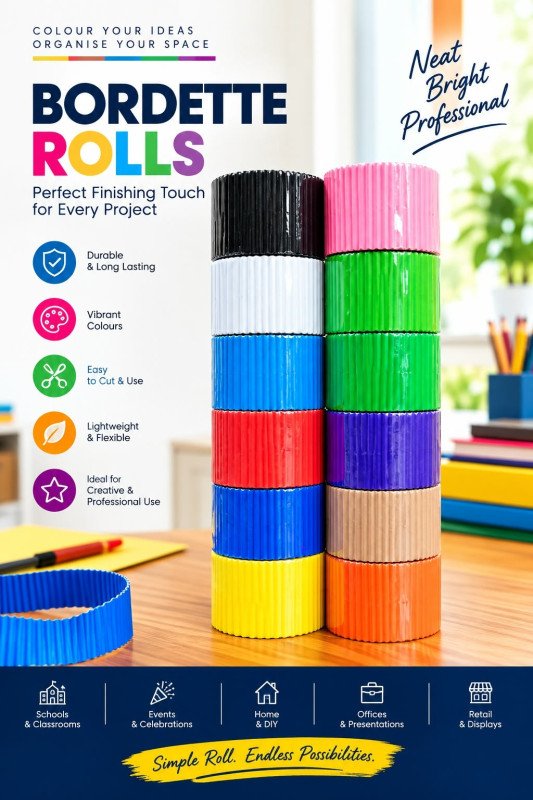 Scalloped Corrugated Card Border Roll - 57mm x 15m - Light Pink
