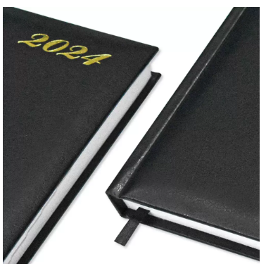 FIS 2024 International Diary A5 7-Languages Vinyl 1-Side Padded Black - FSDI136-7V24BK