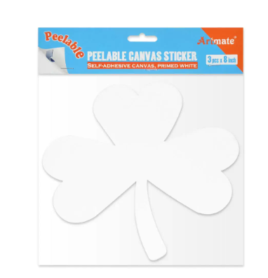 Pack of 3 Pieces Artmate Peelable Flower Shape Canvas Sticker, Self Adhesive Canvas, Primed White Colour - JISTJIPCS-8-2
