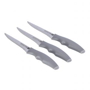 Royalford 3Pc Steak Knife Set - Stainless Steel - Grey