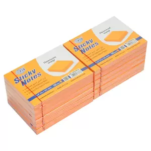 FIS Sticky Note, Fluorescent Orange Colours, Size 3 x 4 Inch, 100 Sheets, Quantity per Pack 12 - FSPO34FOR