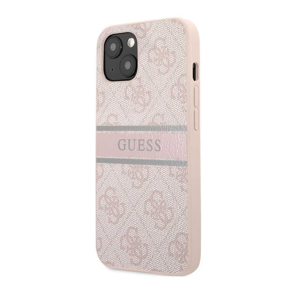 Guess 4G PU Leather Case With Printed Stripe For iPhone 13 Mini (5.4") - Pink