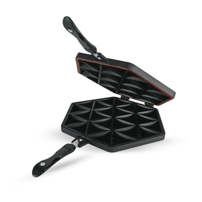 Royalford Samosa Maker- RF10745| Double-Sided, Non-Stick Die Cast Aluminum Samosa Maker With Bakelite Handle| Highly Durable With Silicone Sealing Ring| Black