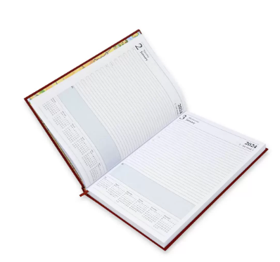 FIS Bonded Leather Diary 2024 (English) Maroon, A4 - FSDI40EBW24MR
