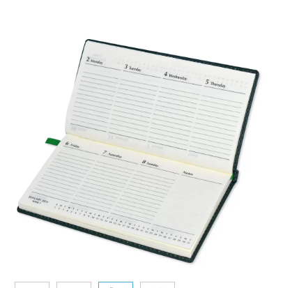 FIS 2023 Slim Diary Italian PU Round Corner (English) Sewn Cover Green - FSDI58E23GR