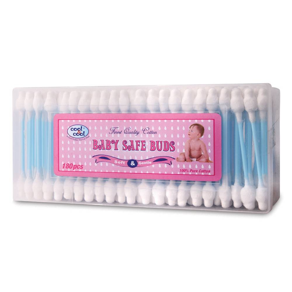 Cool & Cool 180 Pieces Safe Buds for Babies, Blue