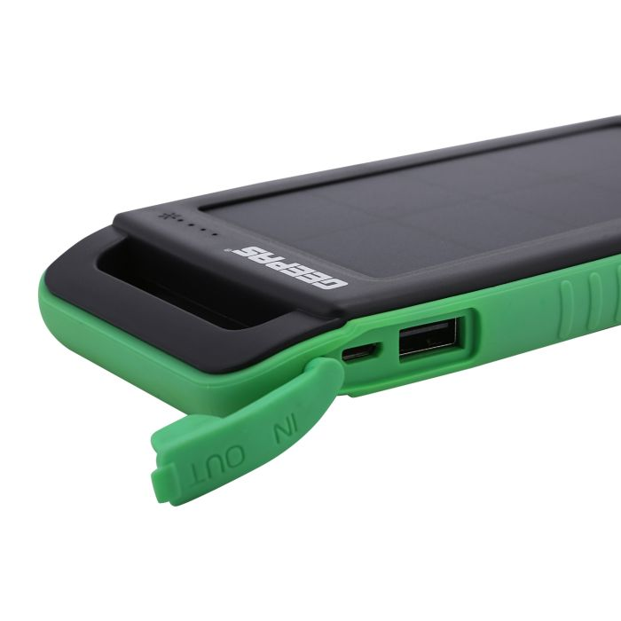 Geepas Solar Power Bank - Solar Charger With 10000 MAH, Dual Power (Electric & Solar) | Dual USB Ports, Portable Solar Battery Charger | Ideal For Smart Phones, Tablets, Camera With Flashlight