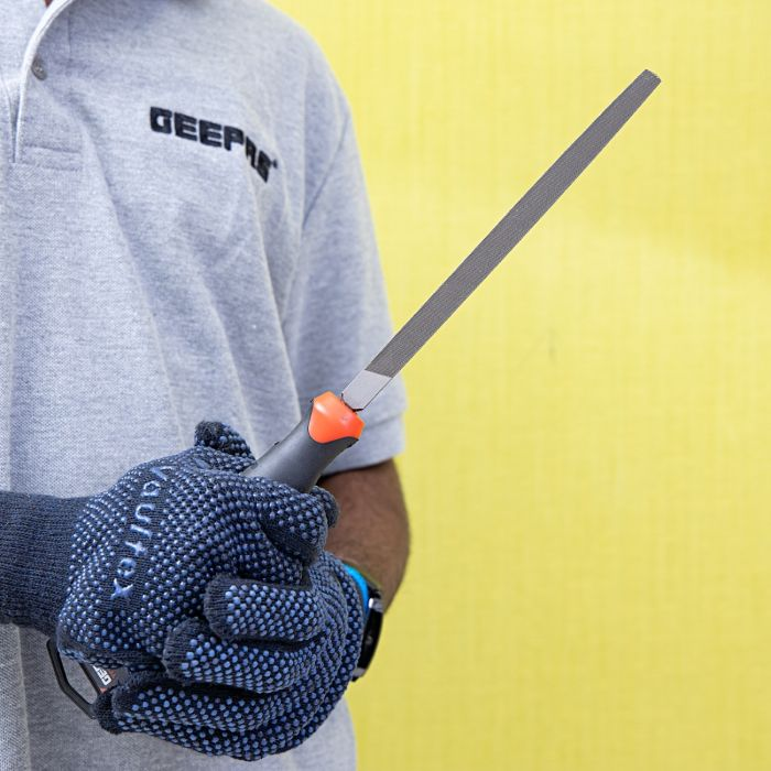 Geepas 8" Inch Triangle File - Cut Mill File With High-Quality Steel, Ergonomic Grip, Rubber Handle, Finder Hand File For Deburring And Removing Material Ideal For Wood, Metal, Plastic