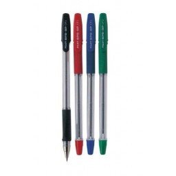 Pilot BPS-GP Ballpoint Pen Rubberised Grip, Fine 0.7mm, Green, 12/Pack