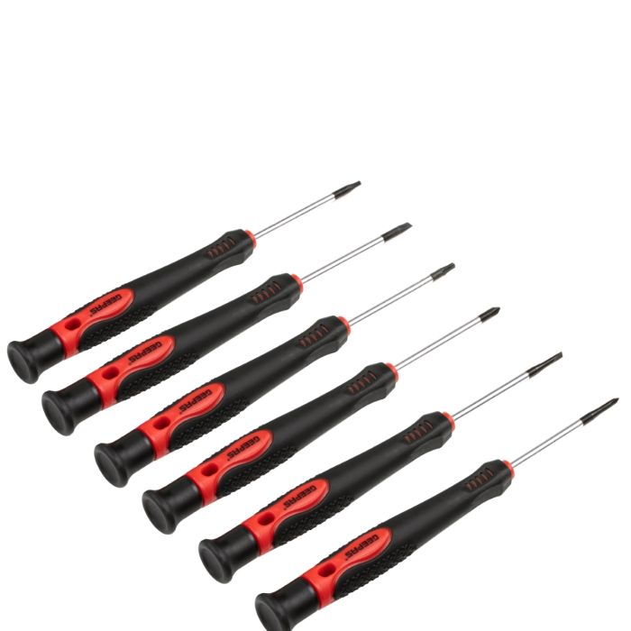Geepas 12 PCS Precision Screwdriver Set - Four Slotted, Three Phillips And Five Torx - CR-V Steel Material, Soft Grip Repair Tool For General Purpose & Bi-Colored Red/Black