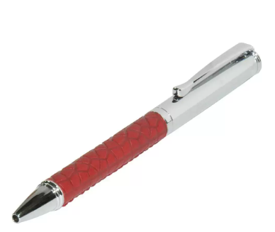 FIS Silver Pens with Embossed Italian PU Wrapper and Gift Box, Maroon Colour - FSPNSPUMRD4