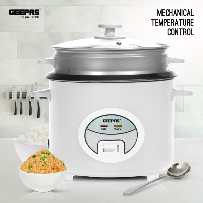 1.8L Rice Cooker With Steamer | 700W | Non-Stick Inner Pot, Automatic Cooking, Easy Cleaning, High-Temperature Protection - Make Rice & Steam Healthy Food & Vegetables - 2 Years Warranty