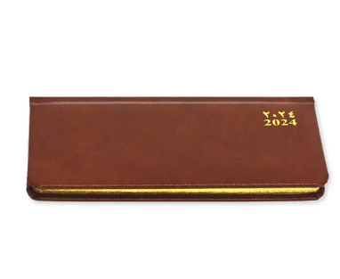 FIS 2024 Slim Diary Bonded Leather Arabic English 1 Side Padded Brown -FSDI52AEGB24BR
