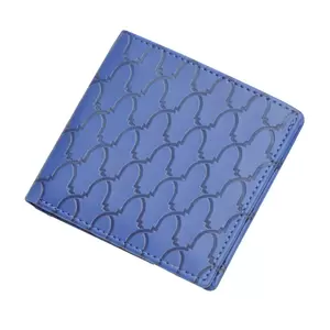 FIS Italian PU Bifold Design Wallets Polyurethane For Men, ID Card Window, 6 Card Slots, 2 Sideways Pockets, Divided Bill Compartments, Blue Colour, Closed Size 100 x 105 mm - FSPQBLD1