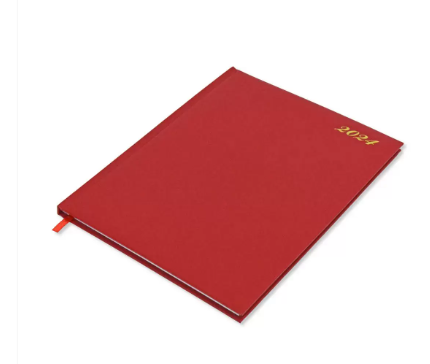 FIS Executive Diary 2024 English/French (1-Week at a glance) Vinyl, 1-Side Padded, Cover, Red - FSDI34E24RE