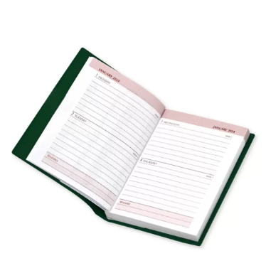 Fis 2024 Pocket Diary English With Pvc Soft Cover Green -FSDI09E24GR