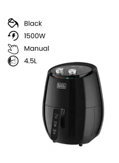 XL Air Fryer with 1.3KG, Anti Stick, with Rapid Air Convection Technology, (Suitable for 3-5 People) ,4.5 L 1500 W AF350-B5 Black,
