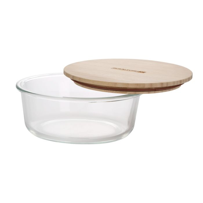 Round Glass Food Container With Bamboo Lid, RF10326 - Freezer & Dishwasher Safe, Air Tight Lid With Silicone Sealing Ring, Portable, Eco-Friendly