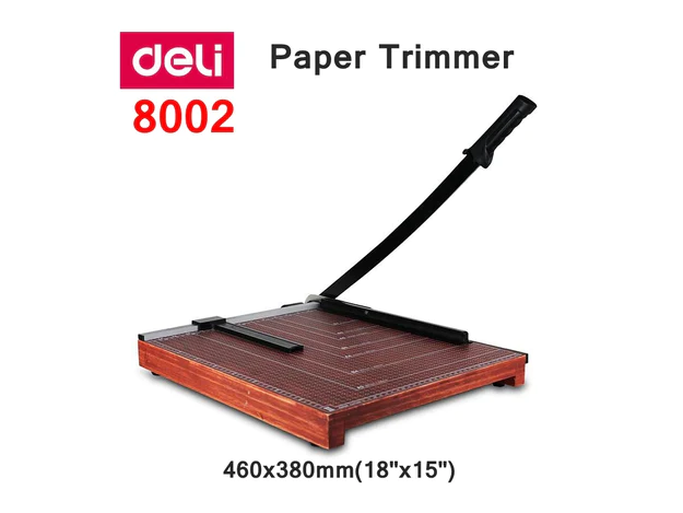 DELI 8002 A3 Size Paper Cutter with Wooden Base (460mmX380mm), 18inchesx15inches